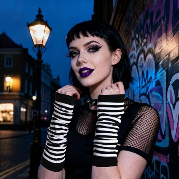 Arm Covers Warmer Winter Arm Sleeve Gloves Knit Mitten Gloves Y2K Gloves - Picture 3 of 4